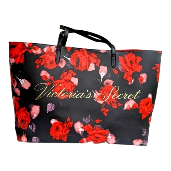 Victoria's Secret Limited Edition 2019 Large Red Floral Rose Tote Bag - Picture 1 of 10